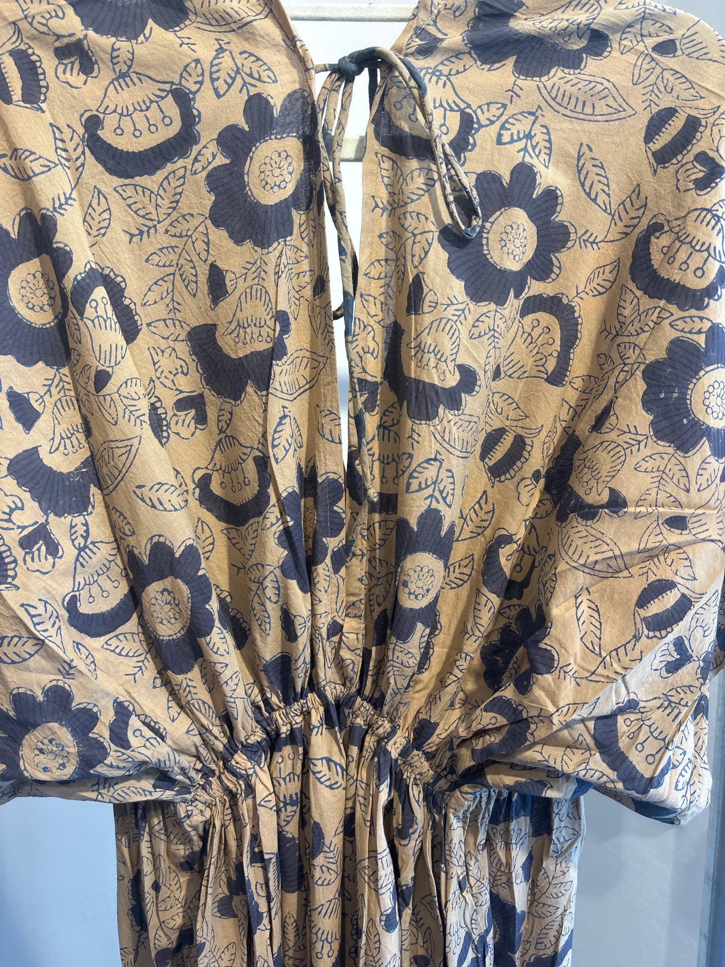 Blockprint katoenen jurk lang