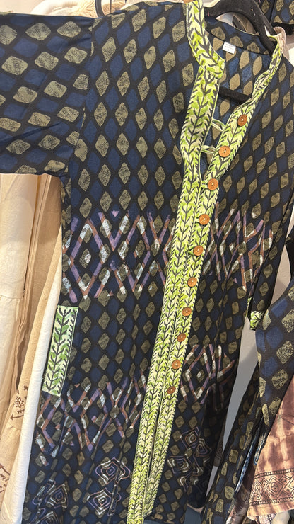 Blockprint jurk/jas