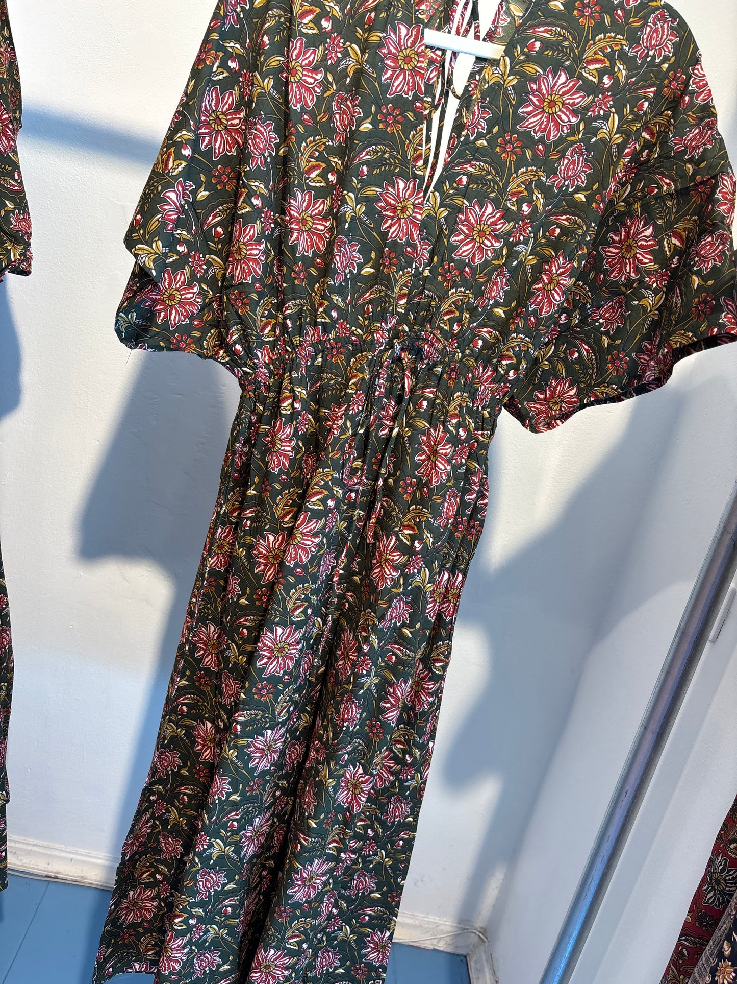 Blockprint katoenen jurk lang