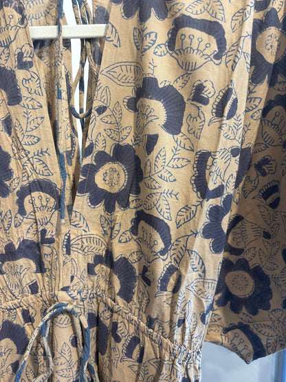 Blockprint katoenen jurk lang
