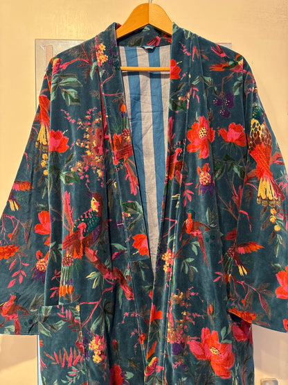 Lange fluwelen kimono