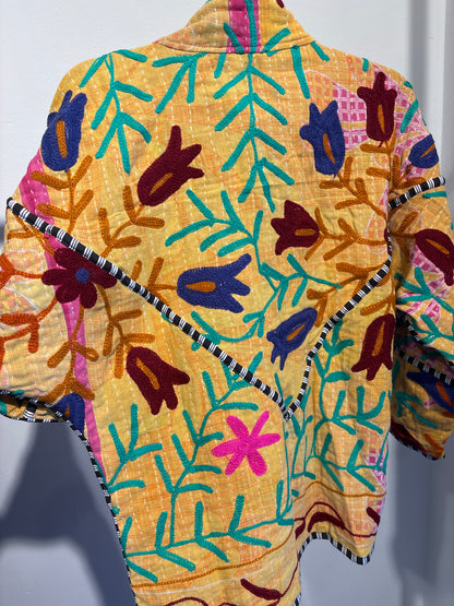 Kantha suzani jas kort, 2 kanten