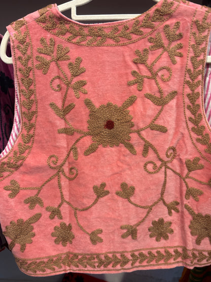Gilet fluweel suzani