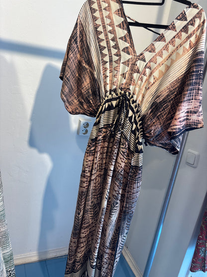 Blockprint katoenen jurk lang