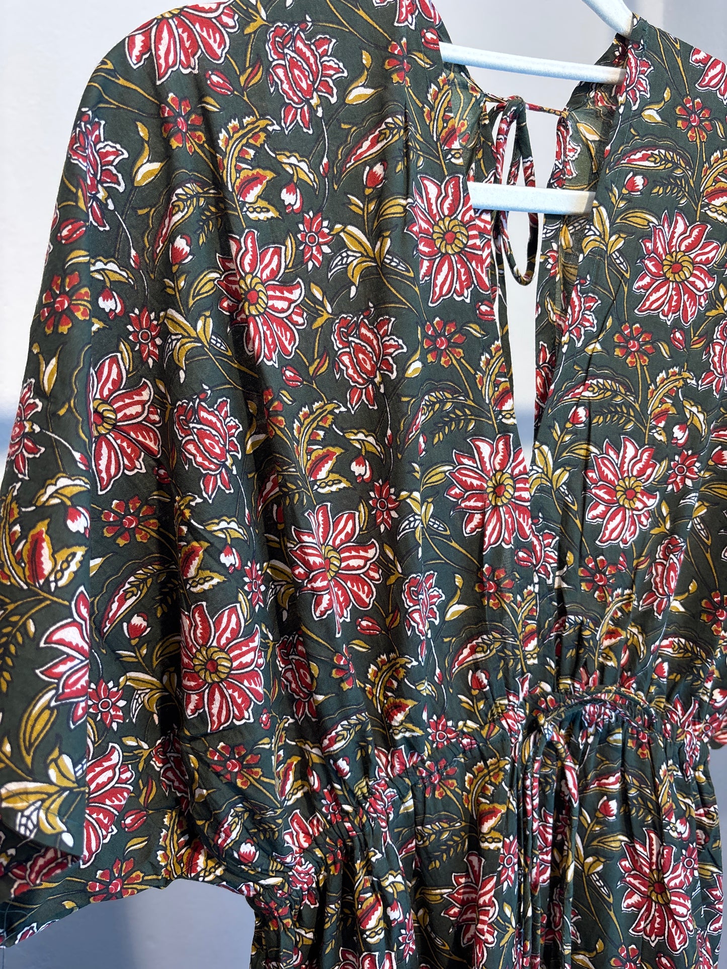 Blockprint katoenen jurk lang