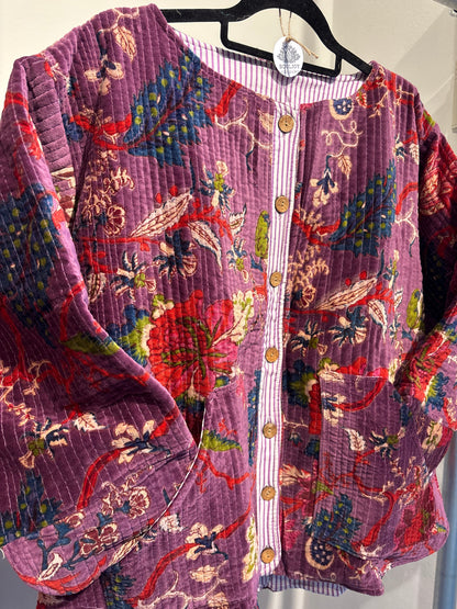 Fluweel ruim jasje met knopen