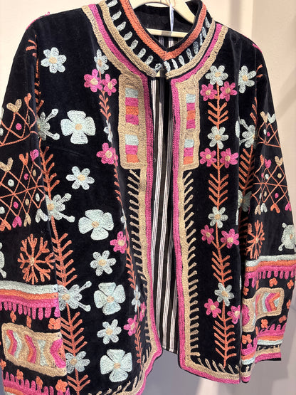 Fluwelen suzani jas kort