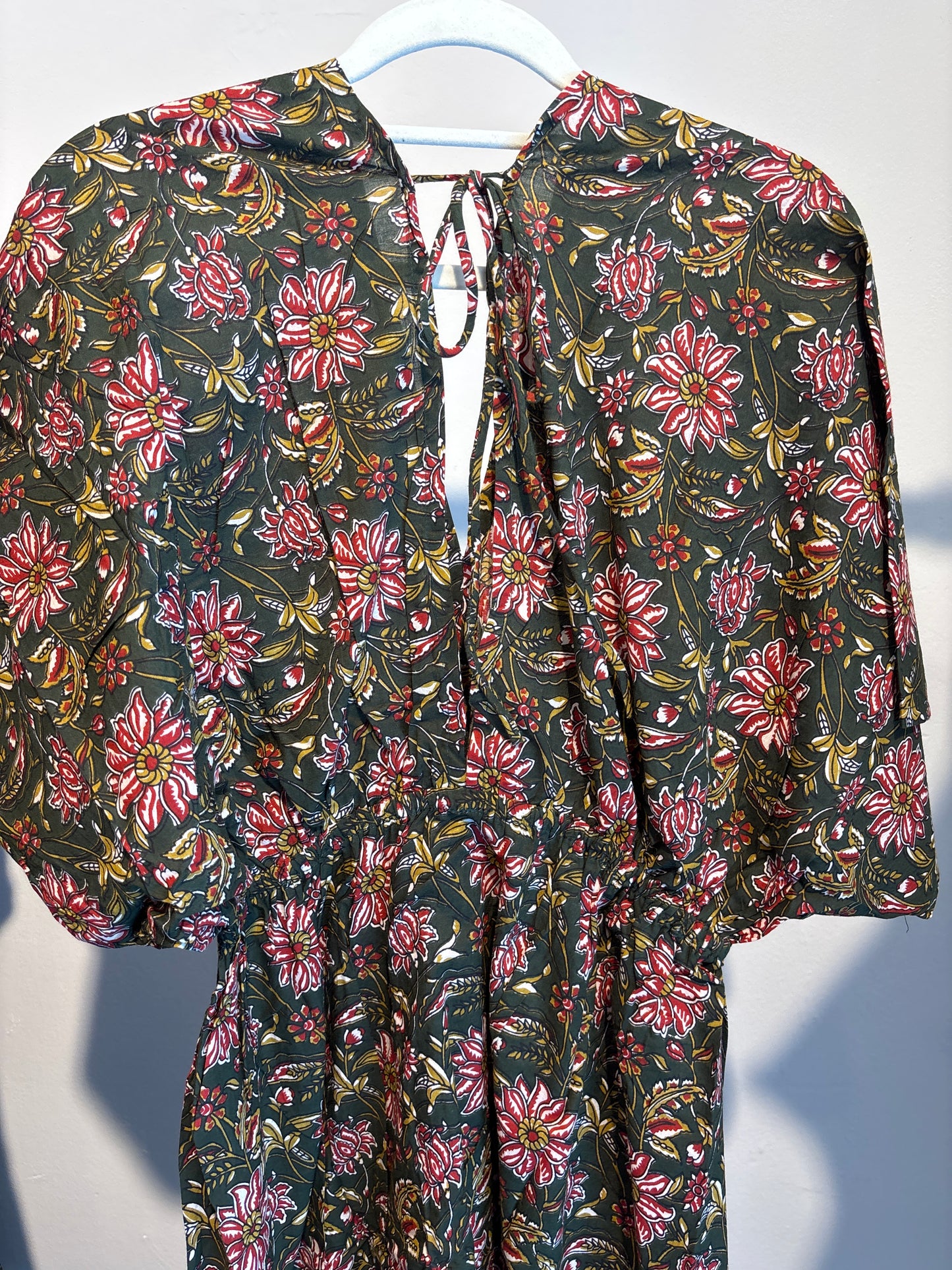 Blockprint katoenen jurk lang