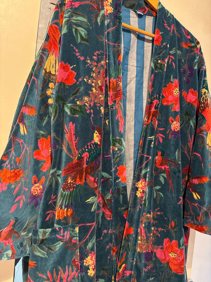 Lange fluwelen kimono