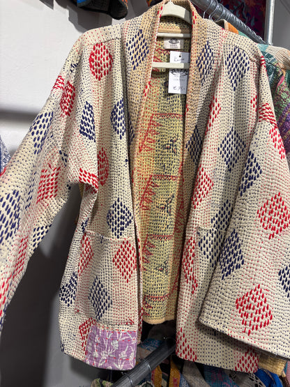 Kantha Blockprint jas-2 kanten l
