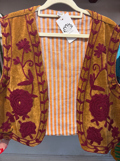 Gilet fluweel suzani-ruim