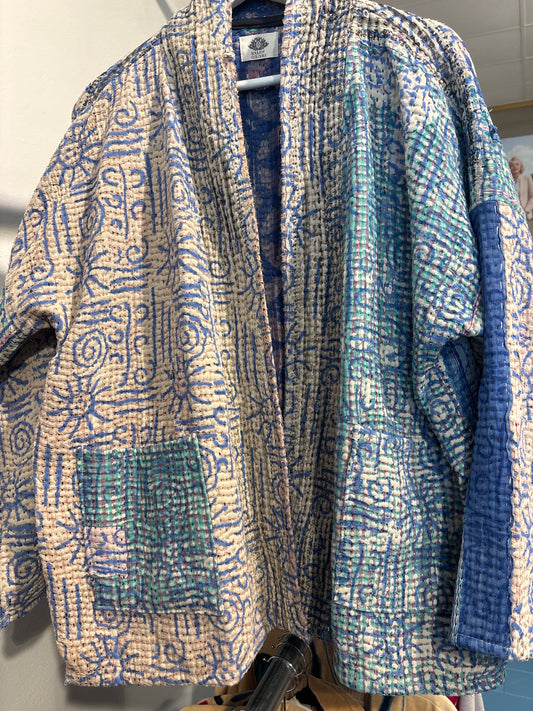 Kantha Blockprint jas-2 kanten l