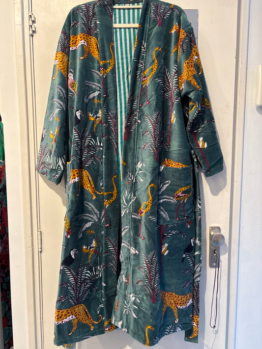 Lange fluwelen kimono