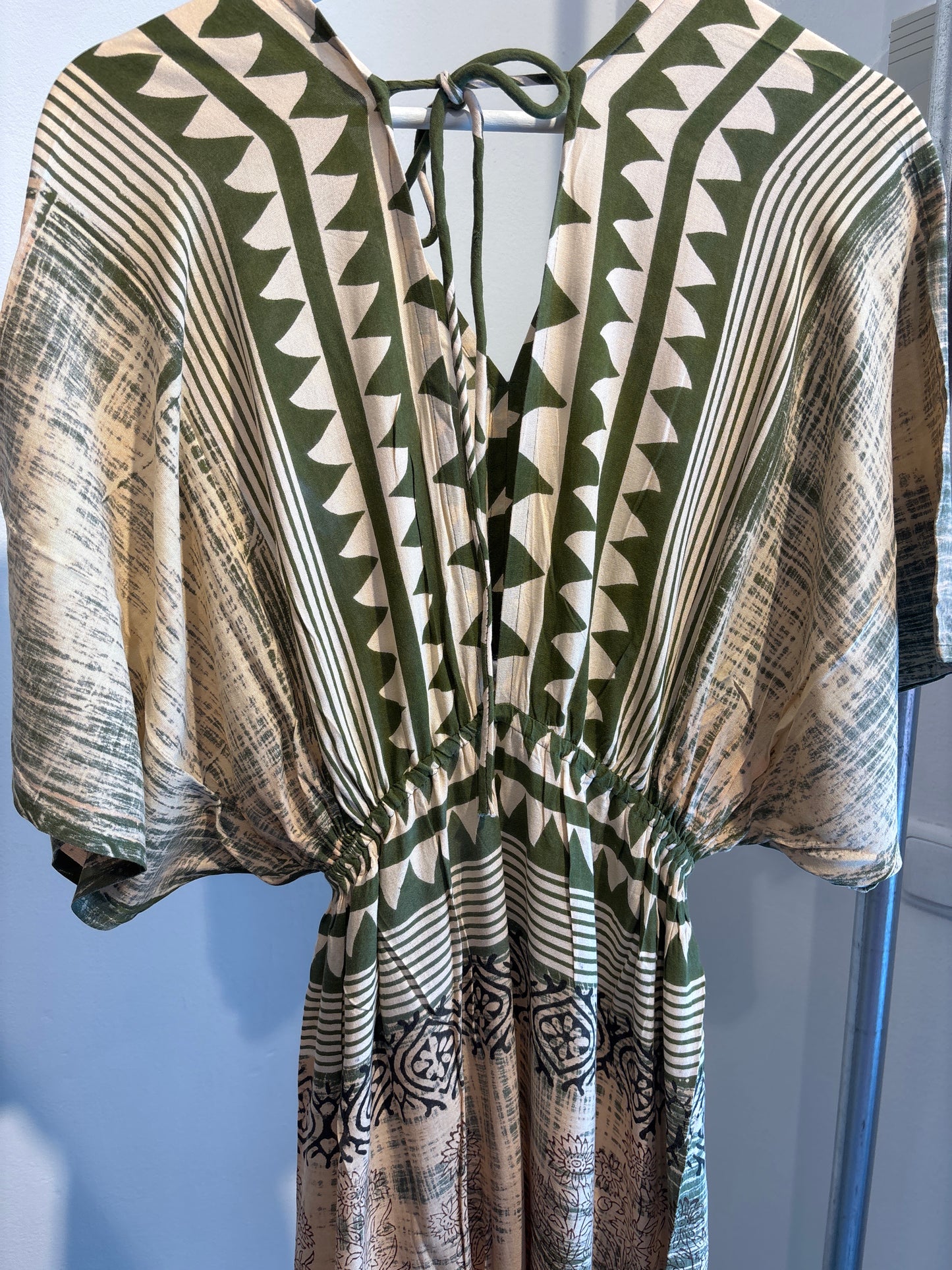 Blockprint katoenen jurk lang