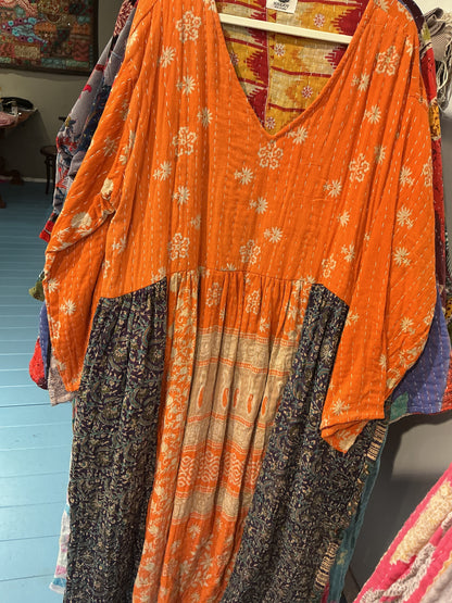 Kantha jurk lang- groot