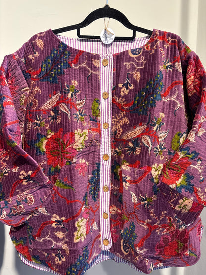 Fluweel ruim jasje met knopen