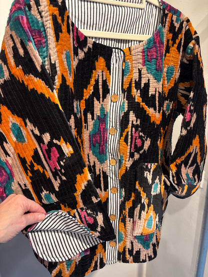 Fluweel ruim jasje met knopen