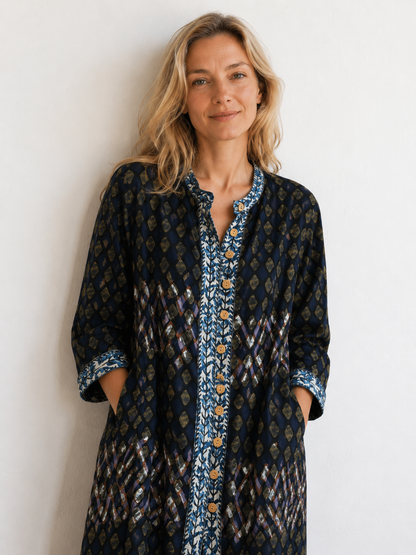Blockprint jurk/jas