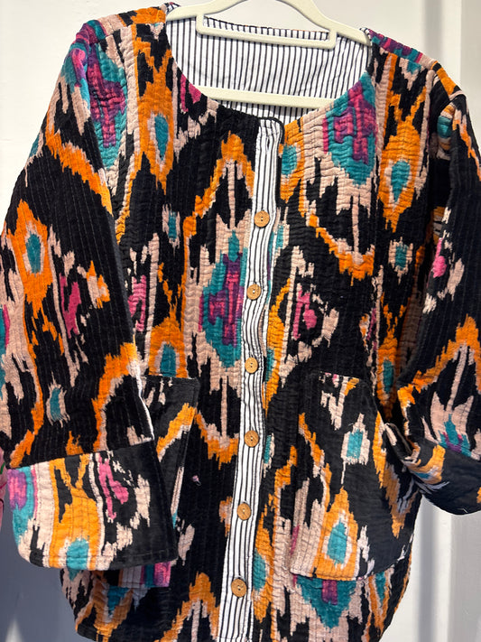 Fluweel ruim jasje met knopen