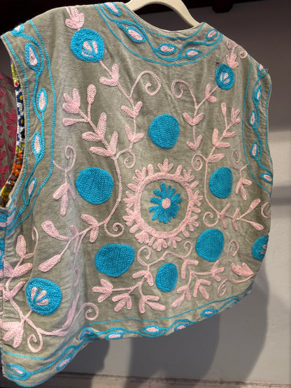 Gilet fluweel suzani