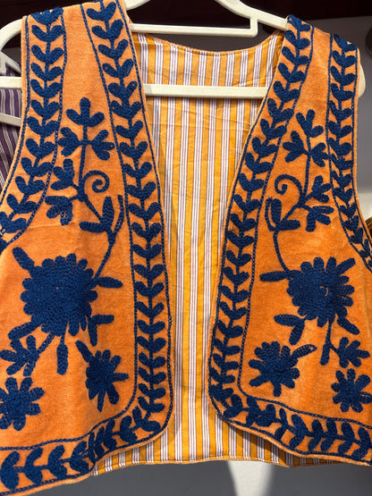 Gilet fluweel suzani