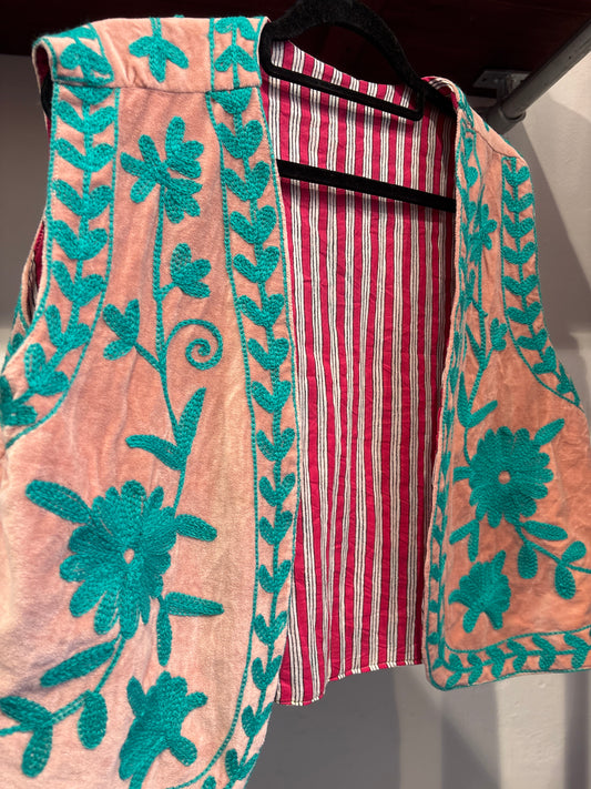 Gilet fluweel suzani