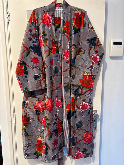 Lange fluwelen kimono