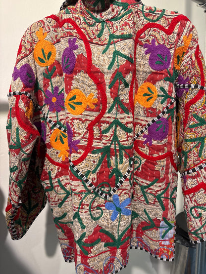 Kantha suzani jas kort, 2 kanten