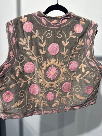 Gilet fluweel suzani-ruim