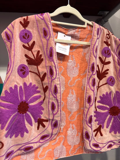 Gilet fluweel suzani