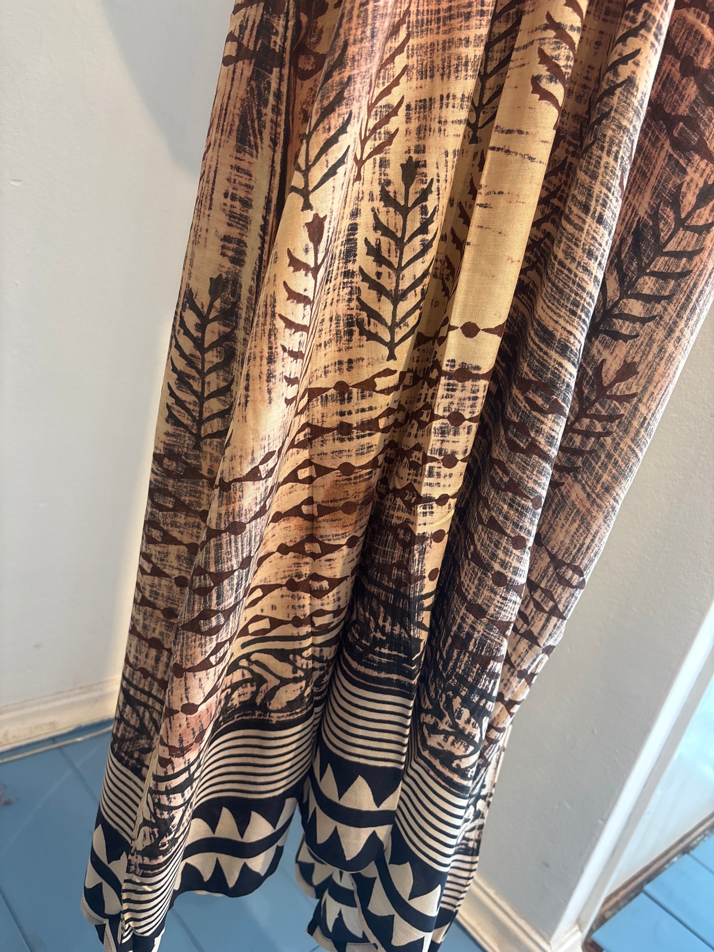 Blockprint katoenen jurk lang