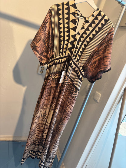 Blockprint katoenen jurk lang