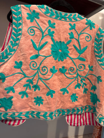 Gilet fluweel suzani