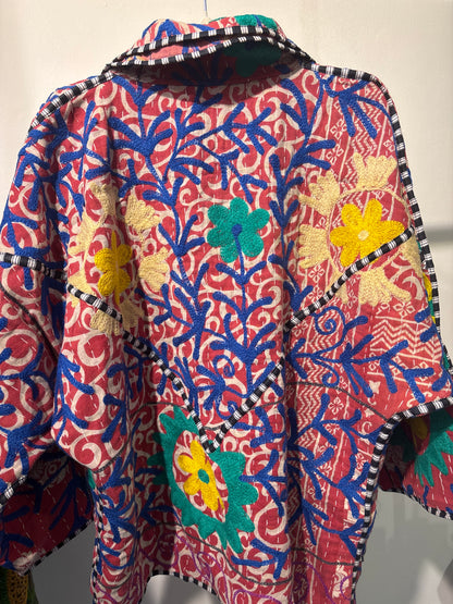 Kantha suzani jas kort, 2 kanten