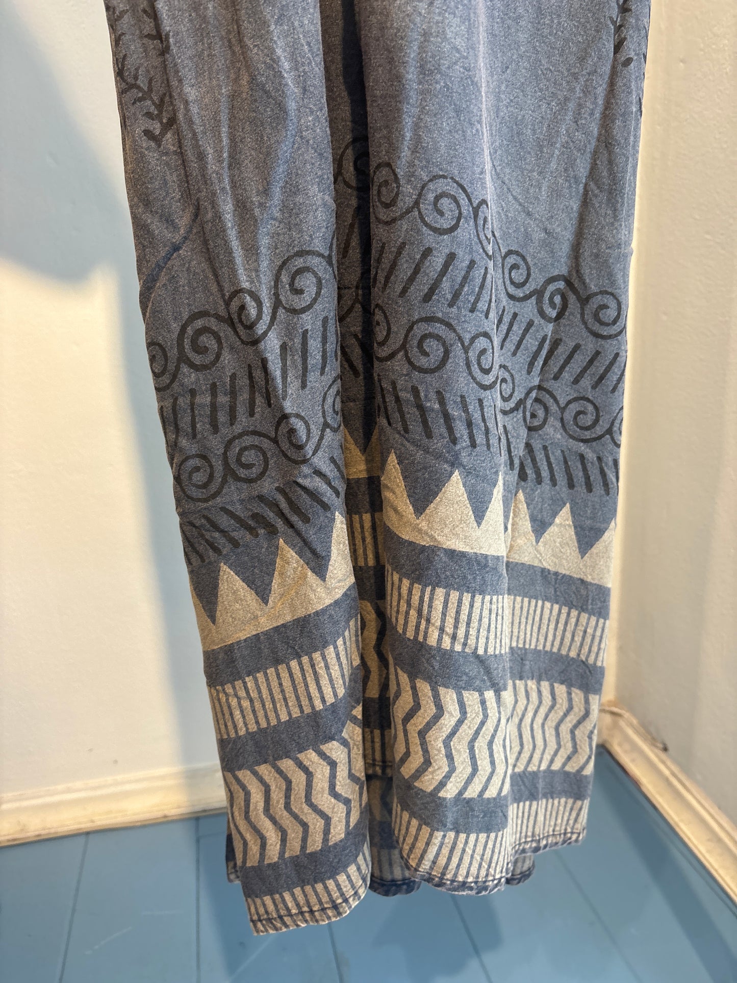 Blockprint katoenen jurk lang
