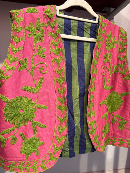 Gilet fluweel suzani