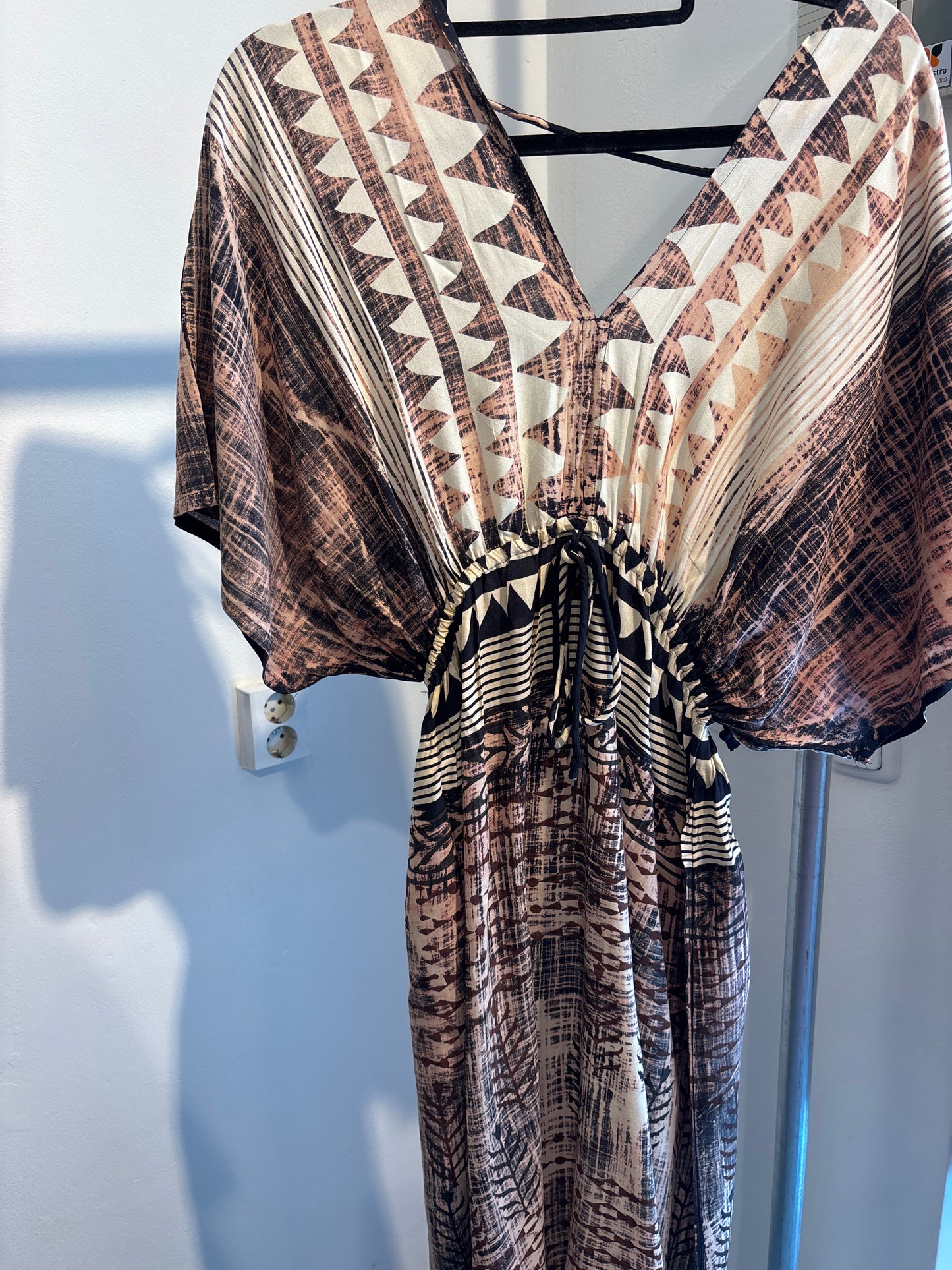Blockprint katoenen jurk lang