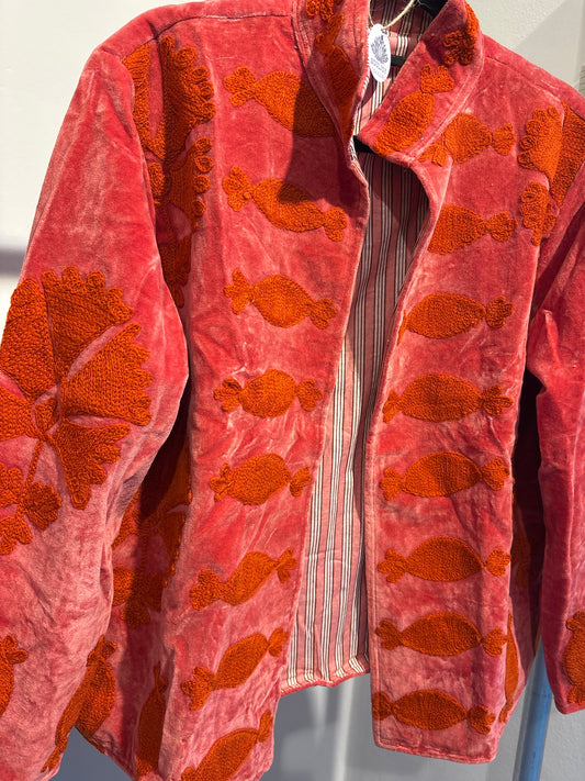 Fluwelen suzani jas kort