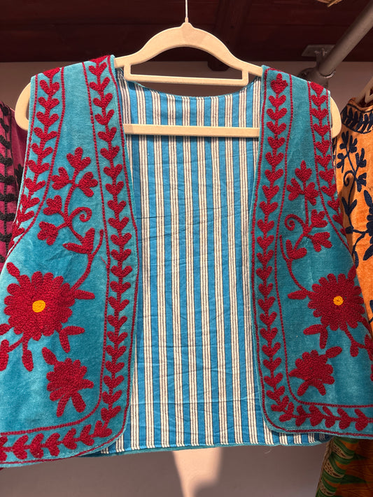 Gilet fluweel suzani