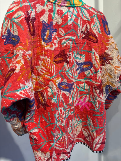 Kantha suzani jas kort, 2 kanten