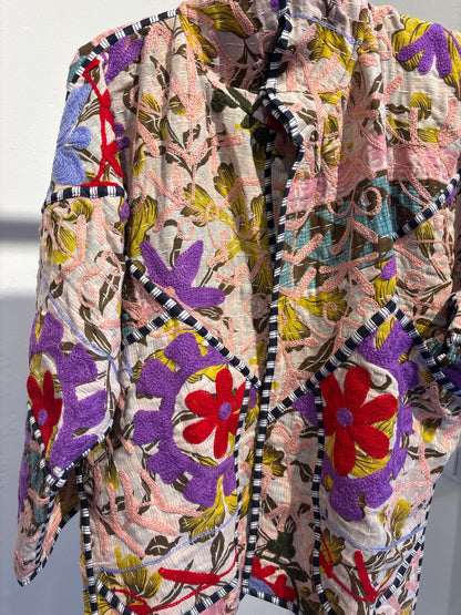 Kantha suzani jas kort, 2 kanten