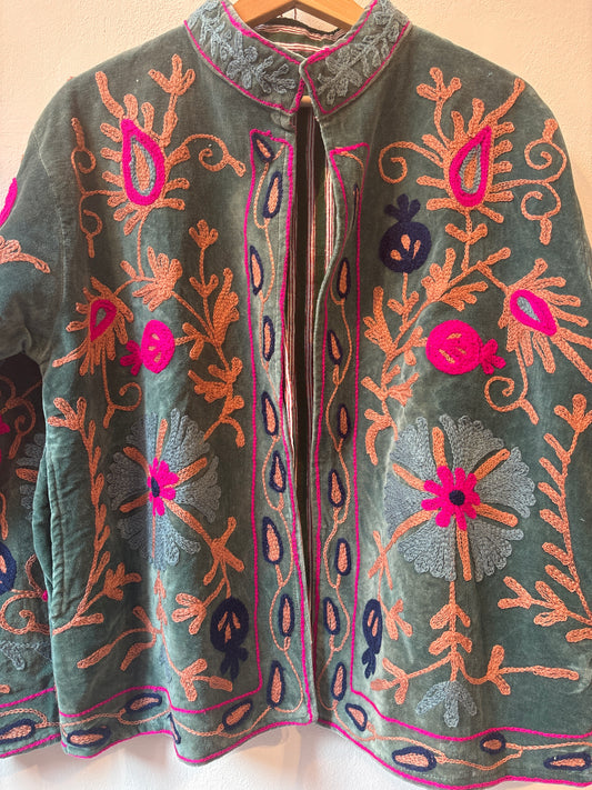 Fluwelen suzani jas kort