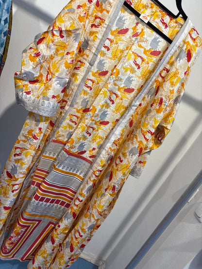 Recycled silk kimono lang