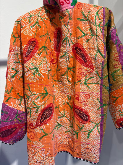 Kantha suzani jas kort, 2 kanten