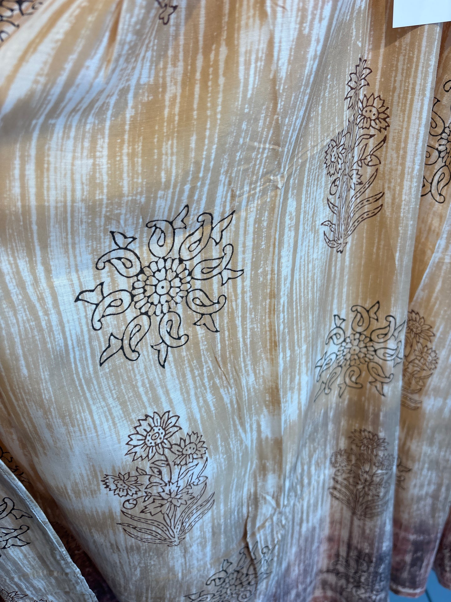 Blockprint tie-dye katoenen jurk lang