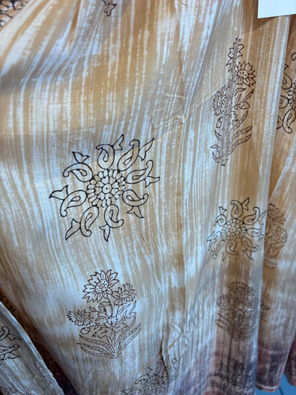 Blockprint tie-dye katoenen jurk lang