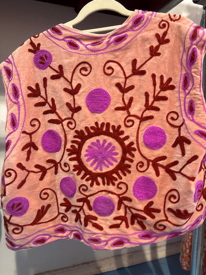Gilet fluweel suzani