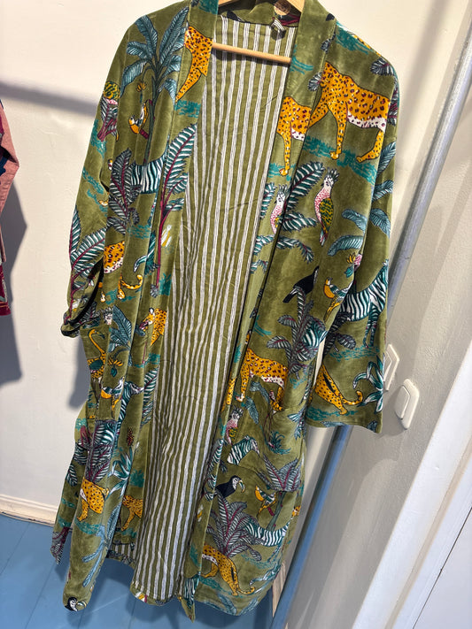 Lange fluwelen kimono