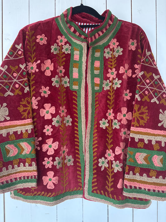 Fluwelen suzani jas kort