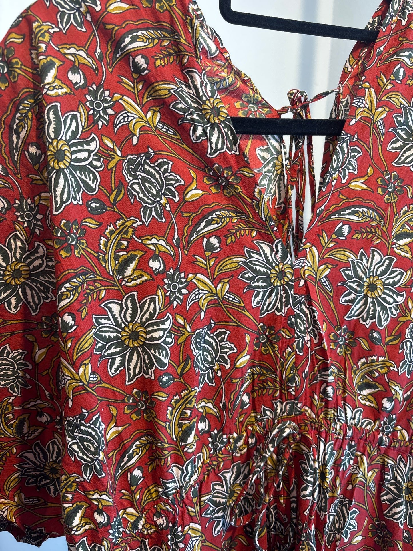 Blockprint katoenen jurk lang